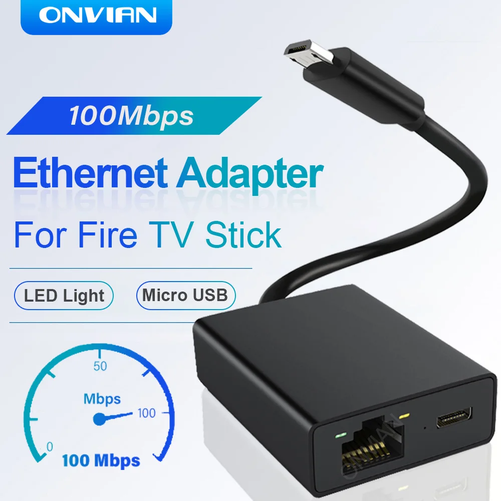 Adattatore Ethernet Onvian Per Fire Tv Stick Scheda Di Rete Esterna Da 100Mbps Per Adattatore Ethernet Da Micro A Rj45 4K Fire Tv Stick