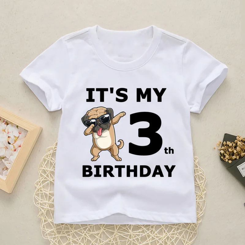 Baby Happy Birthday Number 1-10 Letter Print T Shirt Girls Boys Dogs Funny T-Shirt Clothes Summer Cute Manica Corta, Ykp021