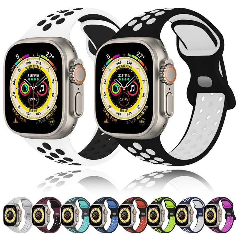 Cinturino Per Apple Watch Ultra 7 8 9 41Mm 45Mm 40 44 42Mm Per Nike Sport Band Iwatch Serie Se 6 49Mm Bracciale Traspirante In Silicone