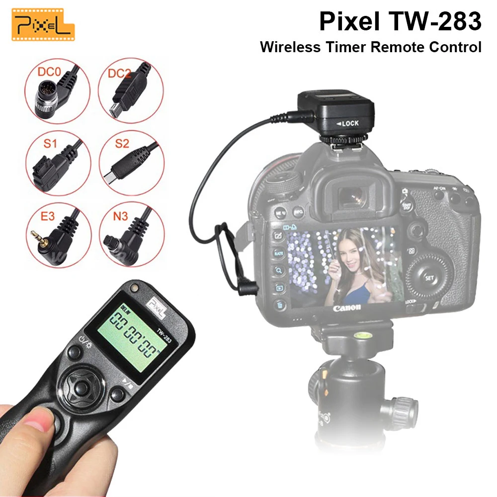 Pixel Tw-283 Telecomando Senza Fili Rilascio Otturatore (Dc0 Dc2 N3 E3 S1 S2) Cavo Per Canon Nikon Sony Camera Tw283