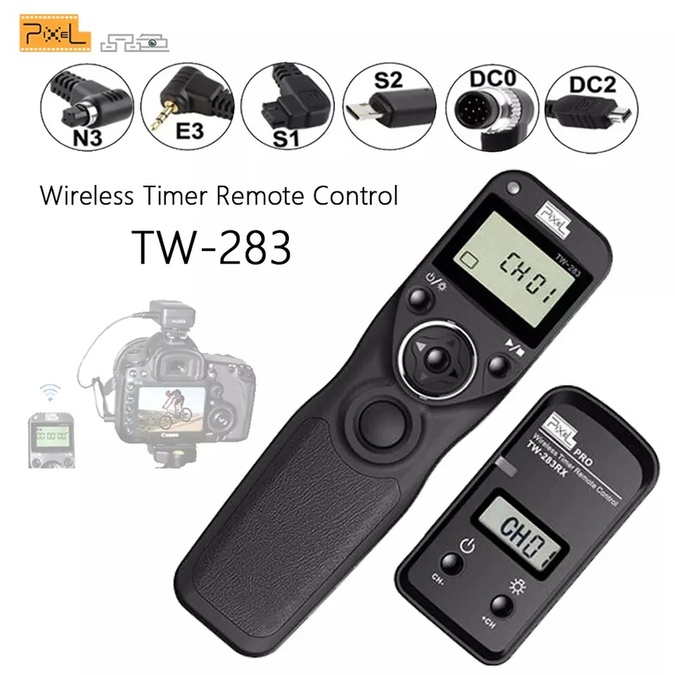 Pixel Tw-283 Wireless Timer Telecomando Otturatore Rilascio (Dc0 Dc2 N3 E3 S1 S2) Cavo Per Canon Nikon Sony Camera Tw283
