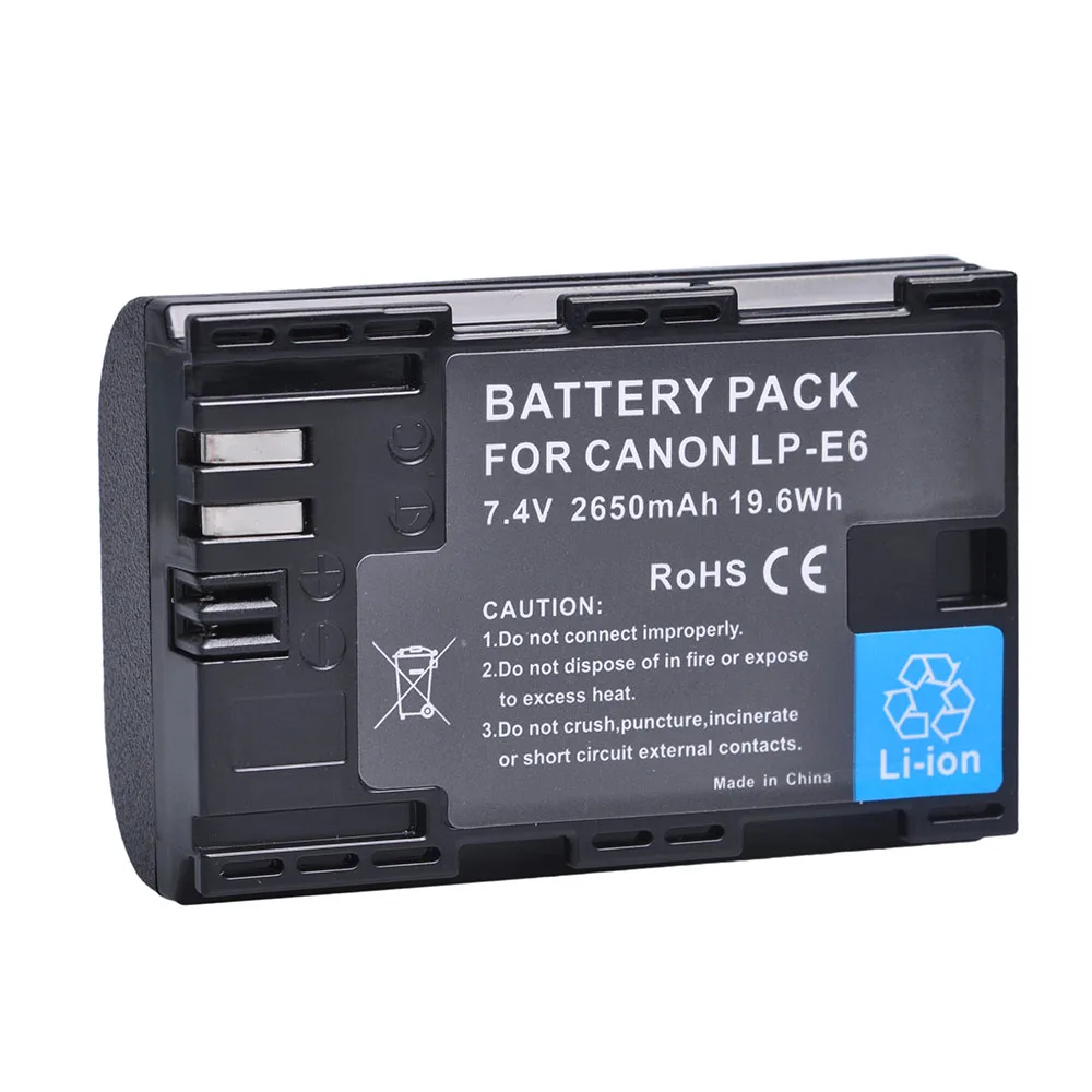 1Pc 2650Mah Lp-E6 Lp E6N Batteria Per Canon Eos 5D Mark Ii Iii 5Ds 5Ds R 6D 7D 60D 60Da 70D 80D 90D Eos R,Eos R5,Ros R6,Eos Rp