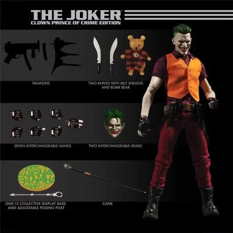 Mezco Toys One: 12 Collective:The Joker Clown Prince Of Crime Edition Deadpool Action Figure Modello Anime Giocattoli Congiunti
