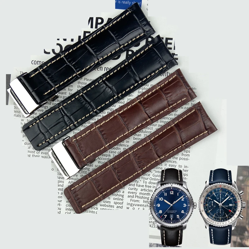 Cinturino Per Orologio In Vera Pelle Da 20Mm 22Mm Per Breitling Superocean Avenger Navitimer Cinturino Per Orologio Accessori Per Orologi Bracciale Da