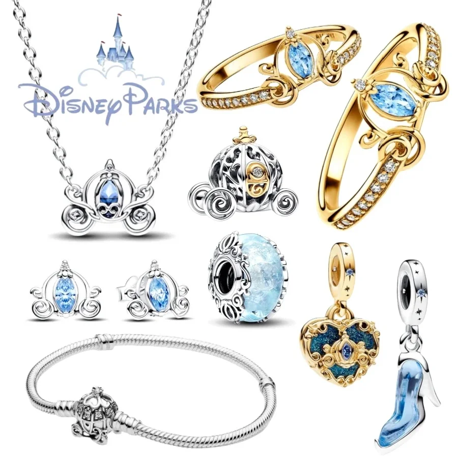 2024 925 Sterling Silver Herocross Disney Cenerentola Murano Glass Charm Bead Fit Bracciale Pandora Originale Regalo Di San Valentino