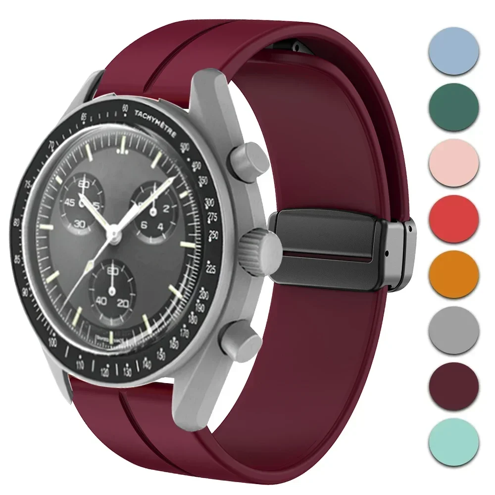 Cinturino Con Fibbia Magnetica Per Omega X Swatch Joint Moonswatch Cinturino In Silicone Morbido 20Mm Uomo Donna Moon Mercury Mars Bracciale Sportivo