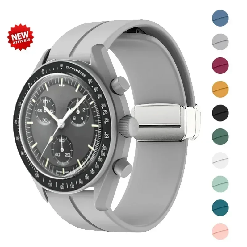 Cinturino Con Fibbia Magnetica Da 20Mm Per Omega X Swatch Joint Moonswatch Donna Uomo Moon Mercury Mars Cinturino Sportivo In Silicone Bracciale Da 20