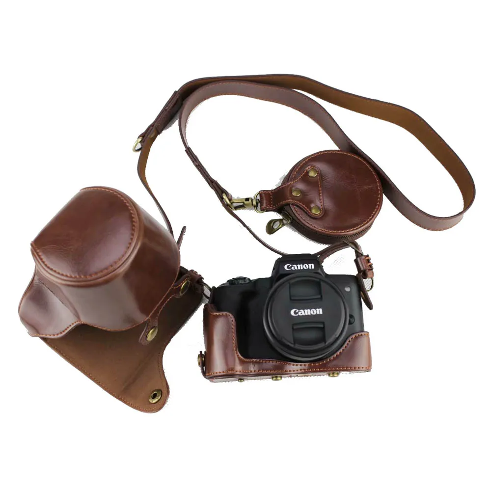 Borsa Di Lusso In Pelle Pu Camera Case Per Canon Eos M50 M50 Mark Ii M50 Ii Con Bottom Copertura Inferiore Con Cinghia Mini Pouch