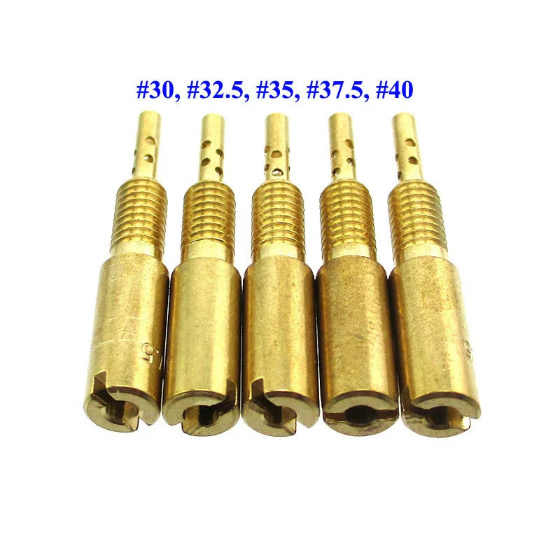 Getti Lenti Pilota Carburatore 5 Pezzi #30 #32.5 #35 #37.5 #40 Per Mikuni Vm28/486 Rs34 Hs Hsr Tm Nuovissimo E Di Alta Qualità