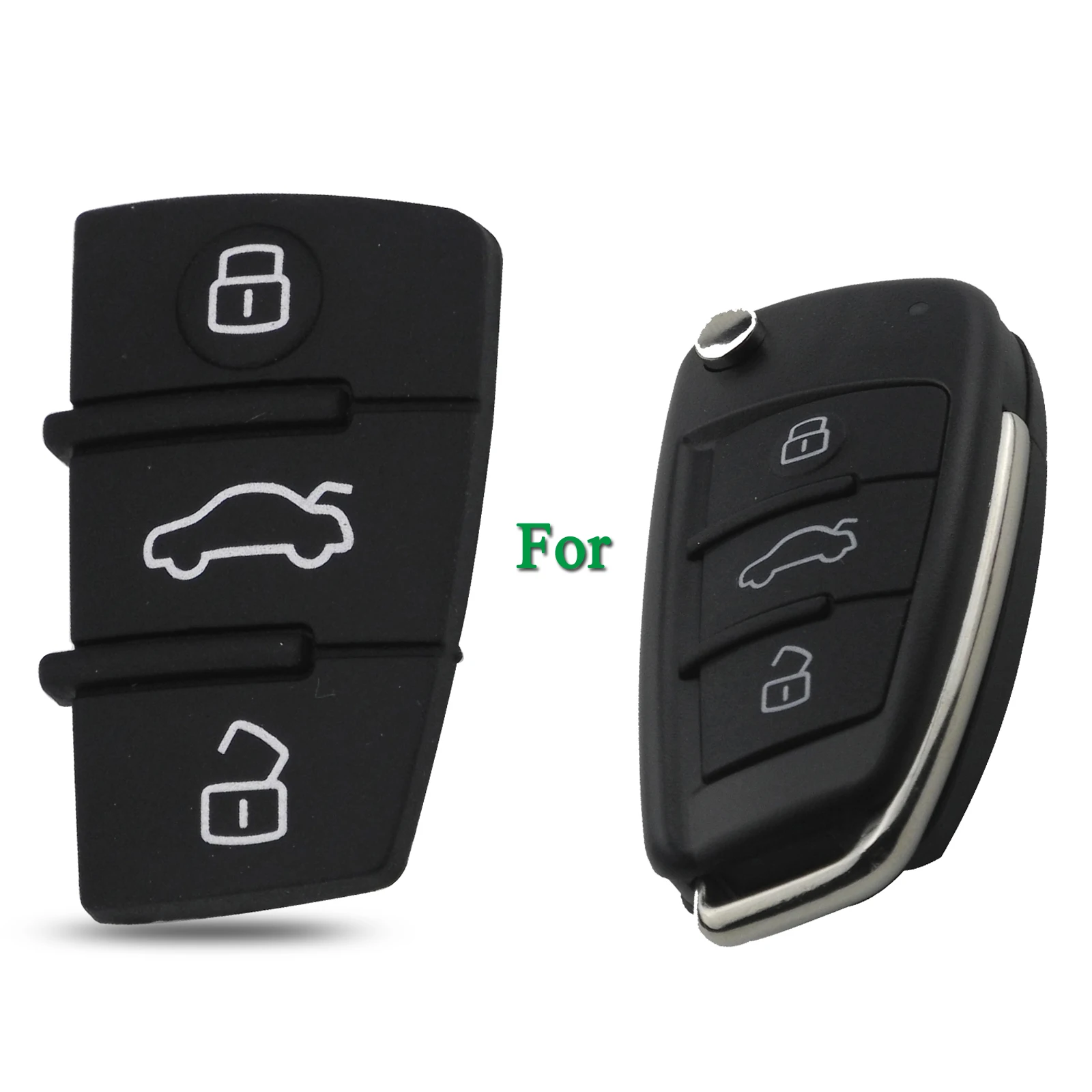 Jingyuqin 10Pcs 3 Pulsanti Flip Remote Key Keyless Rubber Pad Sostituzione Per Audi A3 A4 A5 A6 A8 Q5 Q7 Tt S Line Rs Switchblade