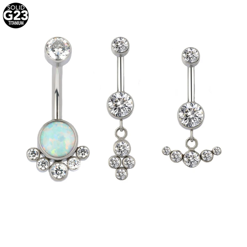 1Pc Piercing In Titanio Opal Gem Ombligo Piercing Helix Ciondola L'Orecchino Piercing Gioielli Per Il Corpo 14G Piercing All'Ombelico Dell'Ombelico