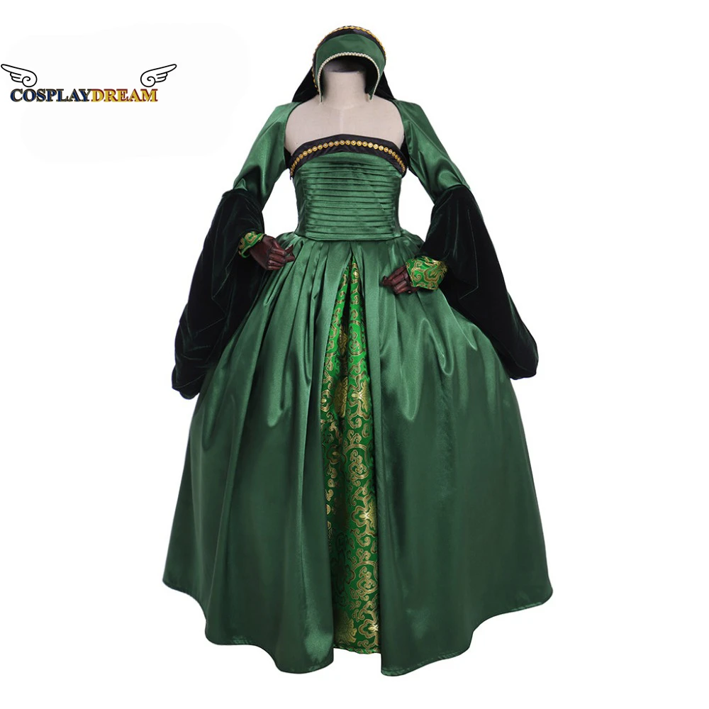 Victorian Queen Elizabeth Tudor Periodo Tudor Dress Anne Boleyn Style Green Dress Costume Cosplay Vestito Da Festa Femminile