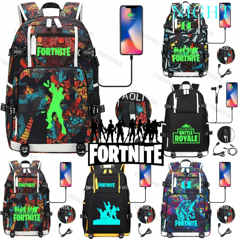 Night Light 8-Ball Fortnite Battle Royale Zaino Con Ricarica Usb Ikonik Anime Figures Studio Di Cancelleria Per Studenti Mochila
