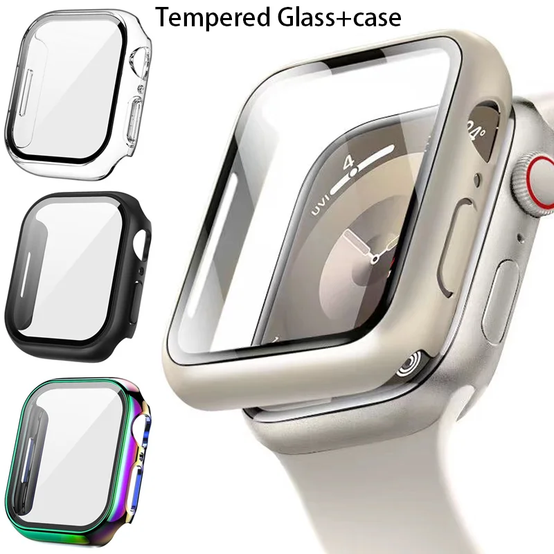 Vetro Temperato + Cover Per Accessori Apple Watch 45Mm 41Mm Proteggi Schermo Per Apple Watch Series 9 7 8 5 6 Se