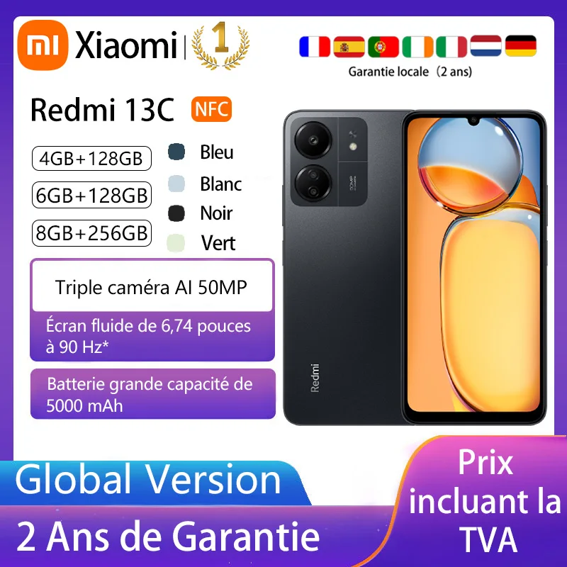 Xiaomi Redmi 13C, Smart Phone, Nfc,Mediatek Helio G85, Dot Drop Screen, 90Hz,50 Mpcamera, 5000Mah, Versione Globale