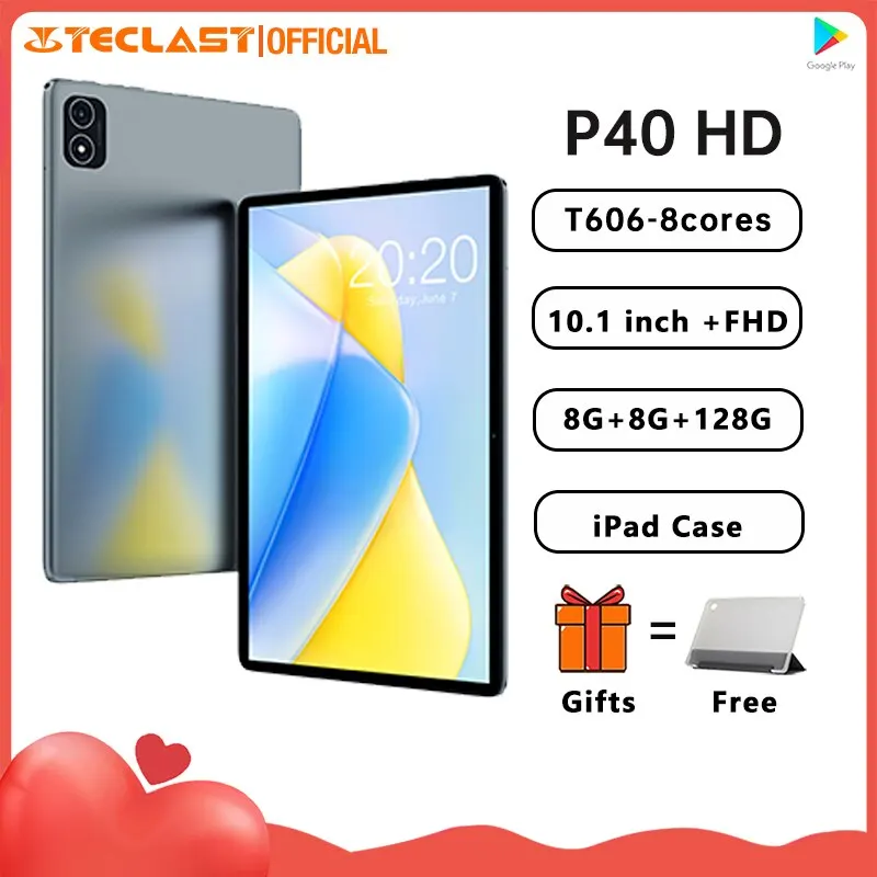 Teclast P40Hd 2023 Tablet Da 10.1 Pollici 8Gb Ram 128Gb Rom Android 13 Tablete Unisoc T606 8-Core Type-C Dual 4G Lte