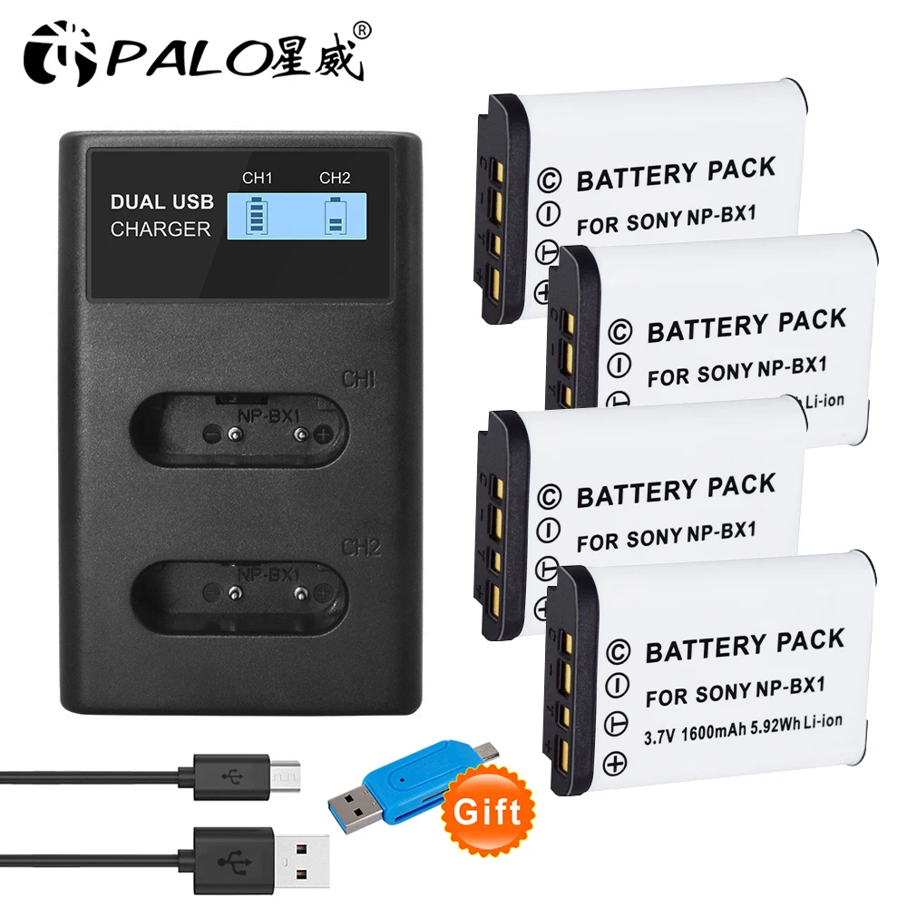 Palo Np-Bx1 Lcd Dual Usb Charger + Ricaricabile Digitale Batteria Per Sony Dsc Rx1 Rx100 As100V M3 M2 Hx400 Hx50 60 Gwp88 As15 Wx350