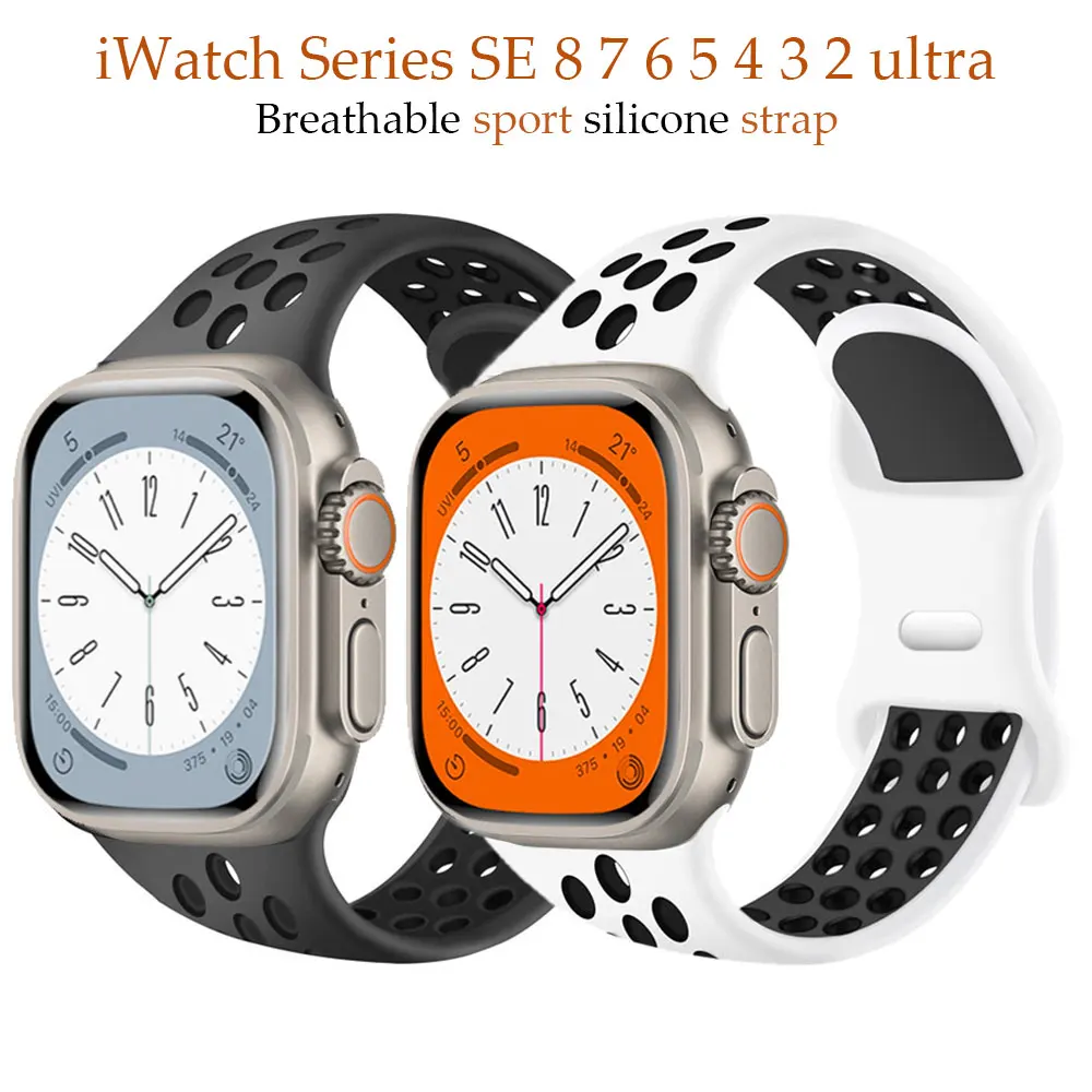 Cinturino Sportivo Per Cinturino Apple Watch 45Mm 44Mm 40Mm 49Mm 41Mm 42Mm 45Mm Bracciale In Silicone Correa Apple Watch Series 8 7 Se 6 5 4 3