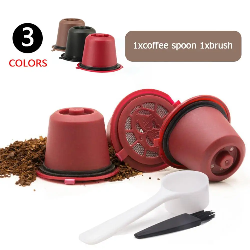 Capsula Di Caffè Riutilizzabile Nespresso Da 3 Pezzi Per Macchina Da Caffè Nespresso Pod Ricaricabile Con Accessori Per Caffè Con Cucchiaio A Spazzola