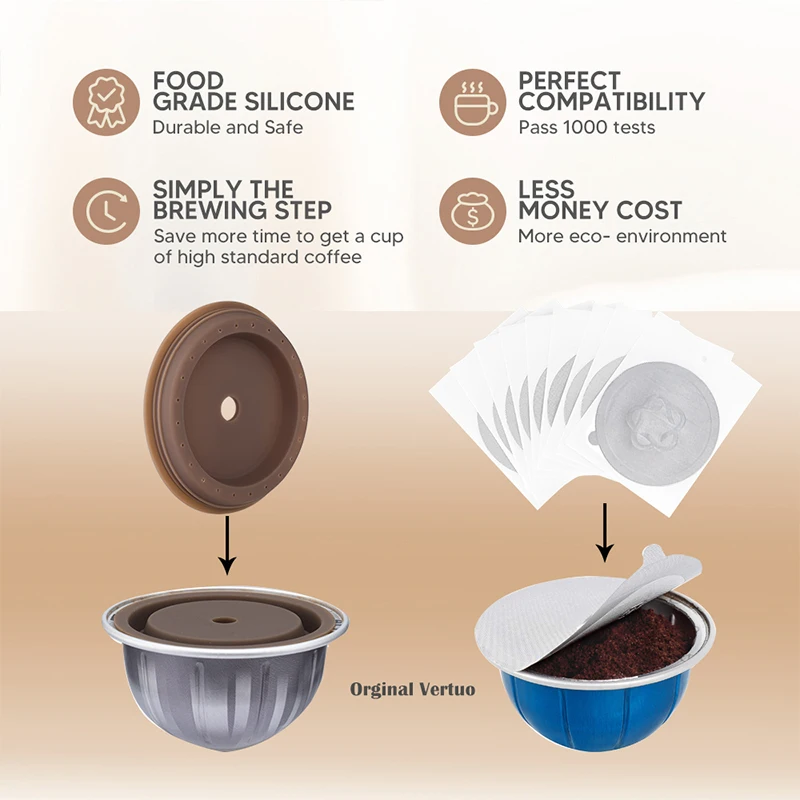 Filtro Riutilizzabile Per Capsule Di Caffè In Acciaio Inossidabile Adatto Per Capsule Nespresso Vertuo Vertuoline Gca1/Delonghi Con Codice A Barre In 
