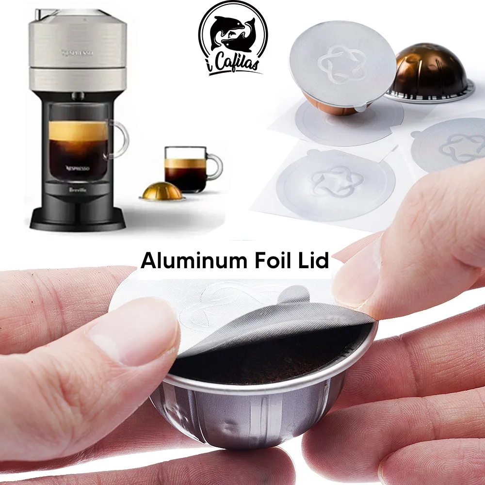 Icafilas Monouso Nespresso Vertuo Coffee Capsule Seal Fogli Di Alluminio Cream Cafe Filter Coperchio Sticker Per Nespresso Vertuo Plus