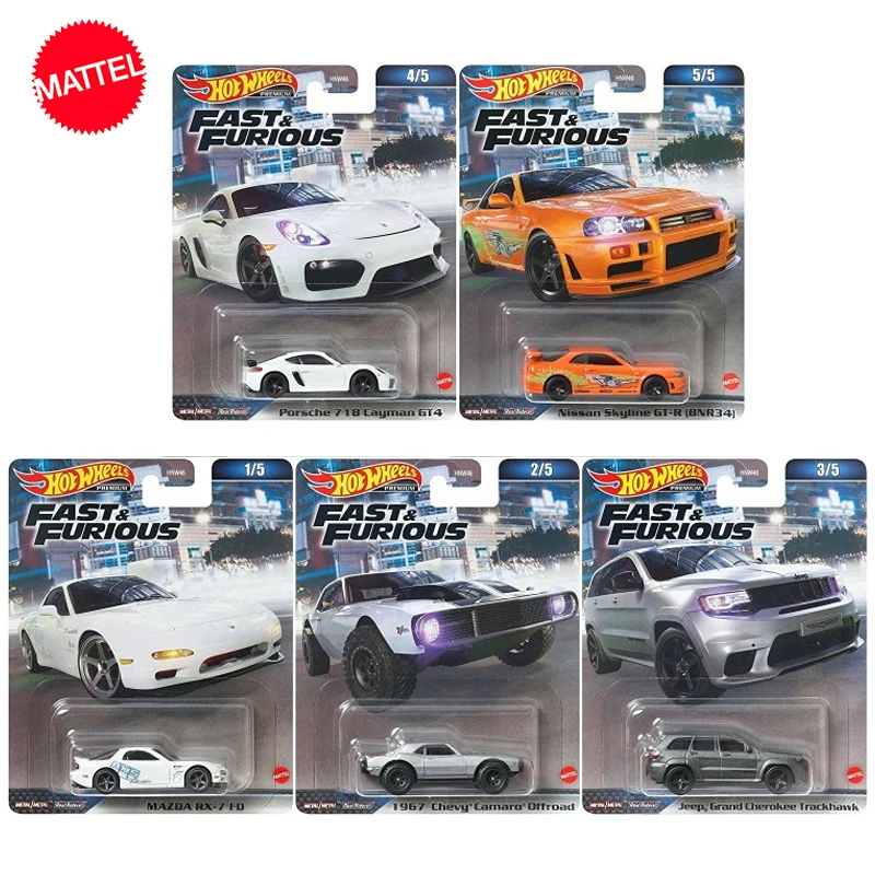 Original Hot Wheels Car 1/64 Premium Diecast Fast And Furious Porsche 718 Nissan Skyline Gtr Vehicles Toys For Boys Collection