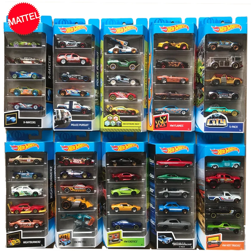 Original Hot Wheels 1/64 Combinazione 5 Auto Per Set City Series Lega Diecast Model Boys Toys For Children Fast Furious Batmobile
