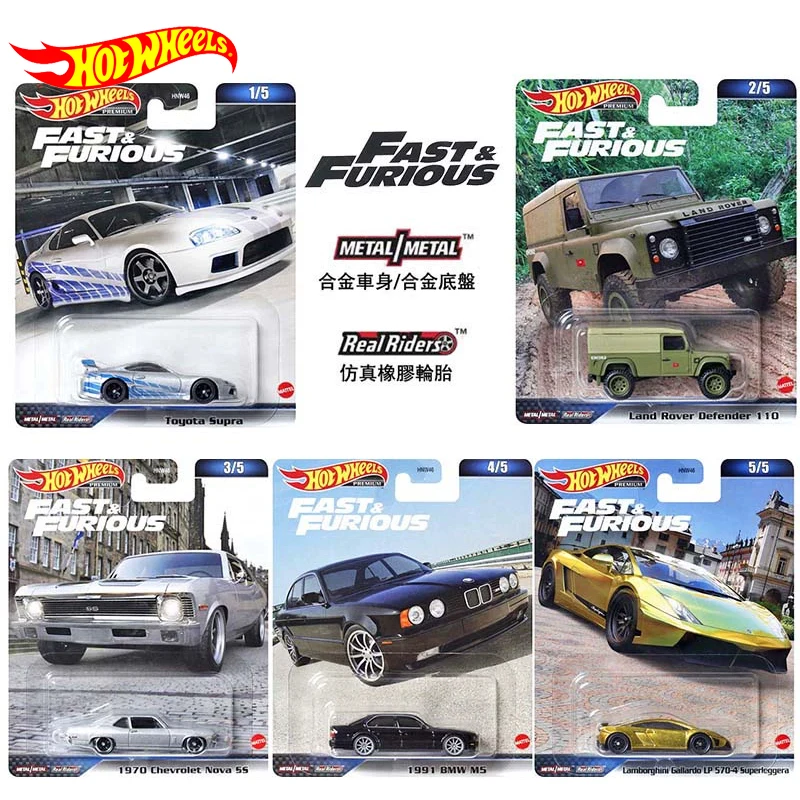 Original Hot Wheels Premium Car Fast & Furious Boys Toys Per Juguetes 1/64 Diecast Toyota Supra Land Rover Defender Modello Bmw