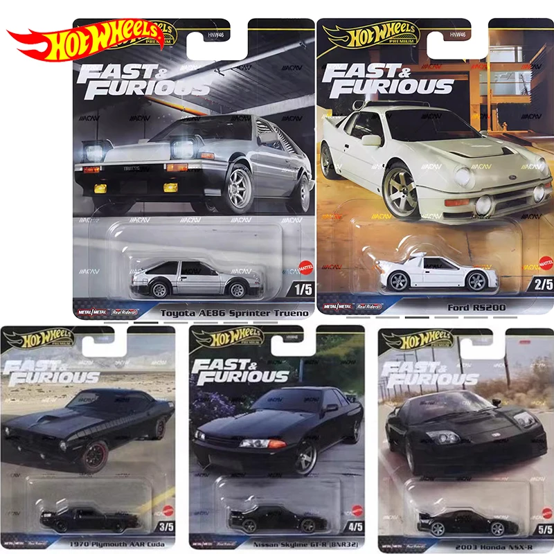 Original Hot Wheels Fast & Furious Series Sport Car 2003 Honda Toyota Ae86 Ford Premium Models Toys For Boys Nissan Skyline Set