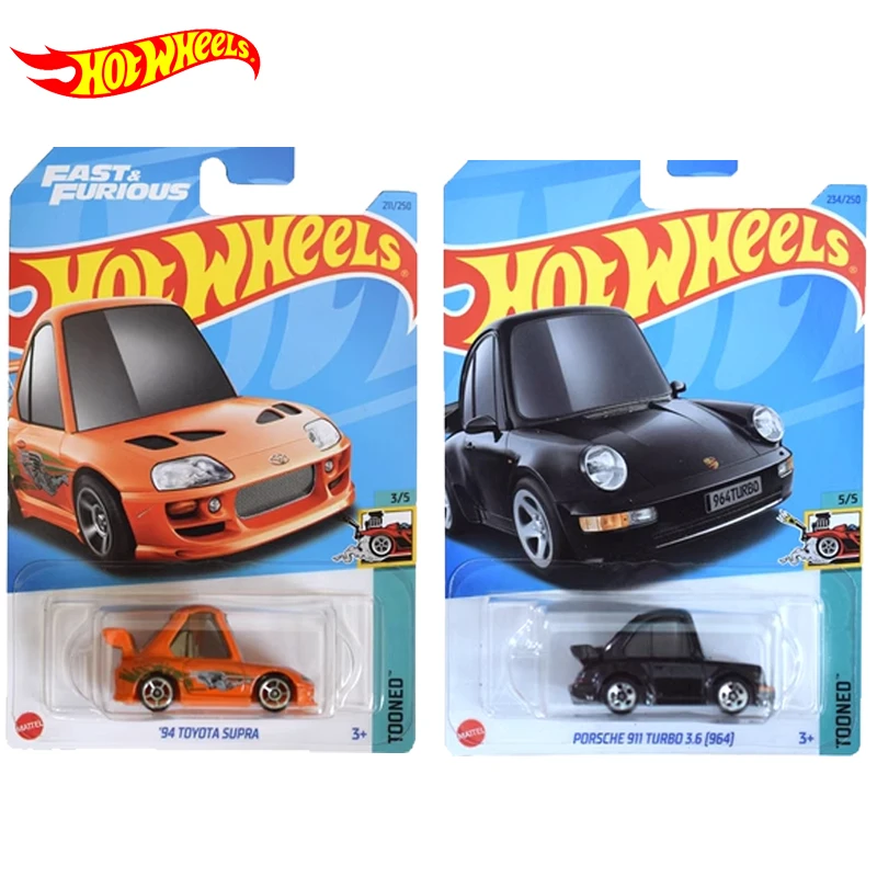 Genuine Hot Wheels Car Tooned Fast & Furious 1/64 Kid Boys Toys For Children Diecast Porsche 911 Turbo 3.6 964 Toyota Supra Gift
