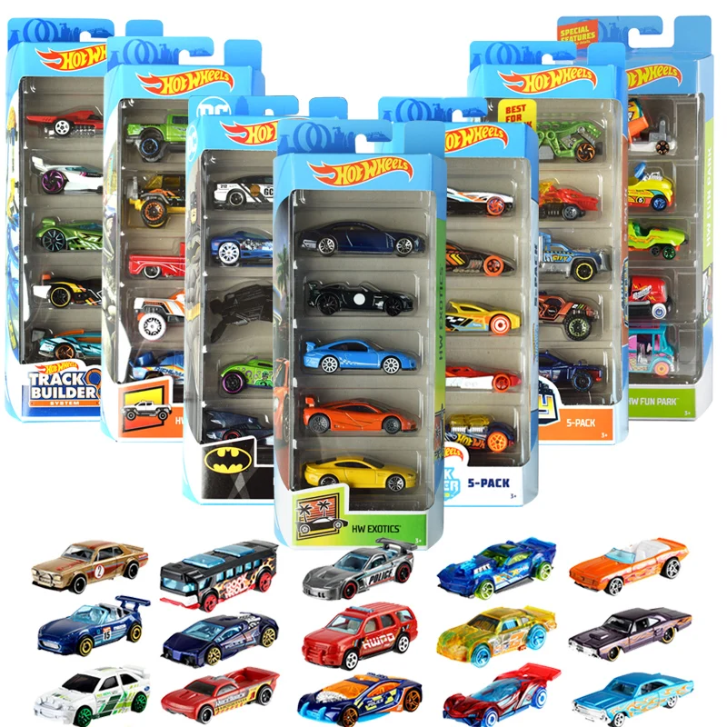 Original Hot Wheels Car 5 Pack Diecast 1/64 Veicoli Motori A Vista Veloci E Furious City Batman Street Beat Boy Toy For Children