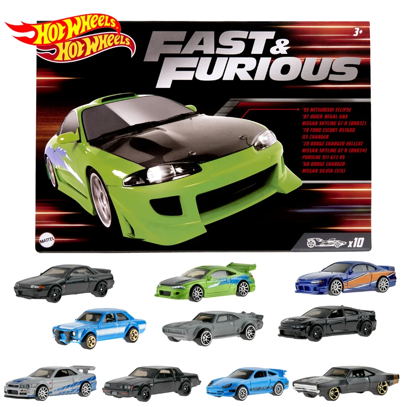 Original Hot Wheels Fast & Furious Car Pack Di 10 Diecast 1/64 Veicoli Dodge Charger Porsche Giocattoli Per Bambini Per Ragazzi Collector