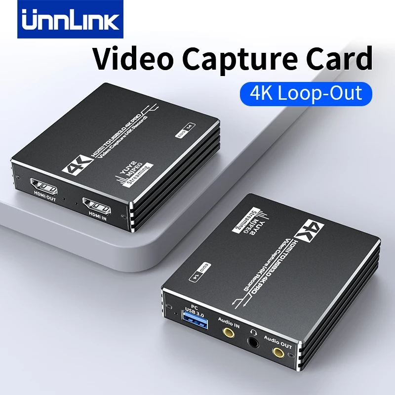 Unnlink 4K 1080P Hdmi Usb Video Capture Card Hdmi A Usb 3.0 Grabber Recorder Per Ps 4 Game Dvd Camcorder Camera Live Streaming