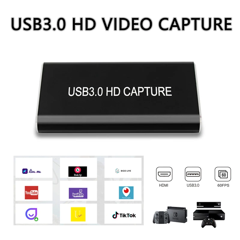 Usb 3.0 Hdmi Video Capture Card Device Hd Usb3.0 1080 P60Hz Live Stream Game Audio Capturegrabber Per Wins10 Linux Mac Ps4 Dvd