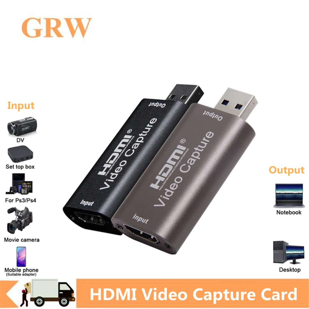 Grwibeou 4K Scheda Di Acquisizione Video Usb 3.0 2.0 Hdmi Video Grabber Record Box Per Ps4 Game Dvd Camcorder Camera Recording Live Stream
