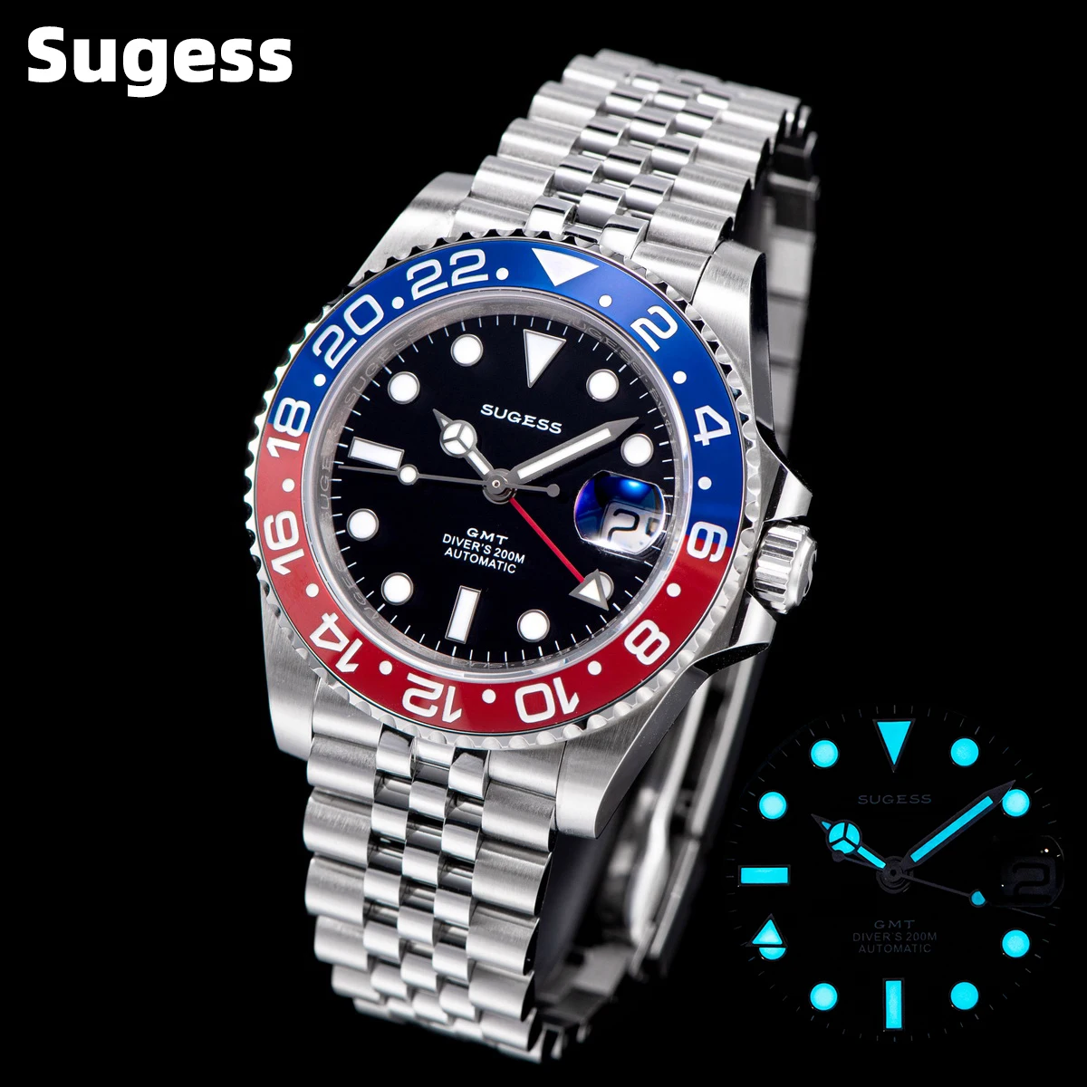 Nuovo 2022 Gmt Diver Watch Of Men Ceramic Bezel Automatic Mechanical Peacock Sl3032 28800 High Beat Movement Orologi Da Polso Luminosi