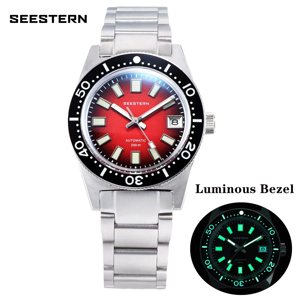 Seestern 62Mas Super Luminoso Sport Diving Man Watch Lunetta In Ceramica 200M Impermeabile Doppio Zaffiro Nh35 Movimento Automatico