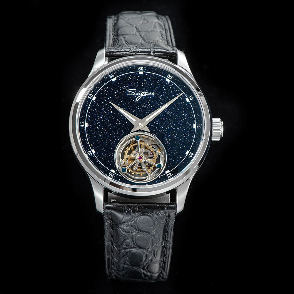 St8230 Sugess Tourbillon Movimento Orologio Da Uomo Orologio Da Polso Meccanico Di Lusso Real Blue Stone Glamor Master Clock Reloj 2021 Nuovo