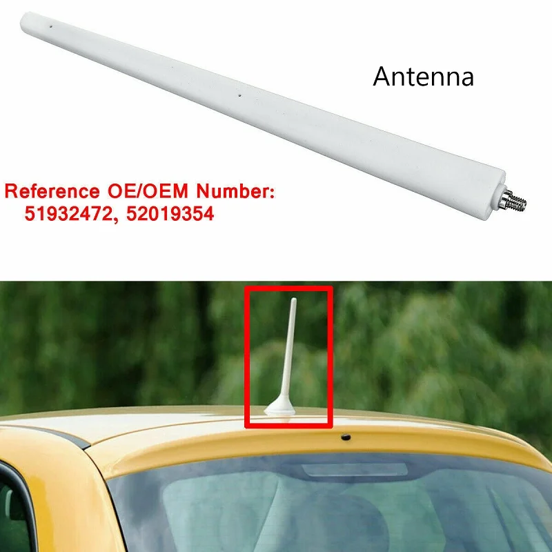1X Per Fiat 500 White Antenna Mast / Antenna 51932472 52019354 Nuovo Per Fiat 500 Black Antenna Mast / Antenna 51910790 52019353 Nuovo