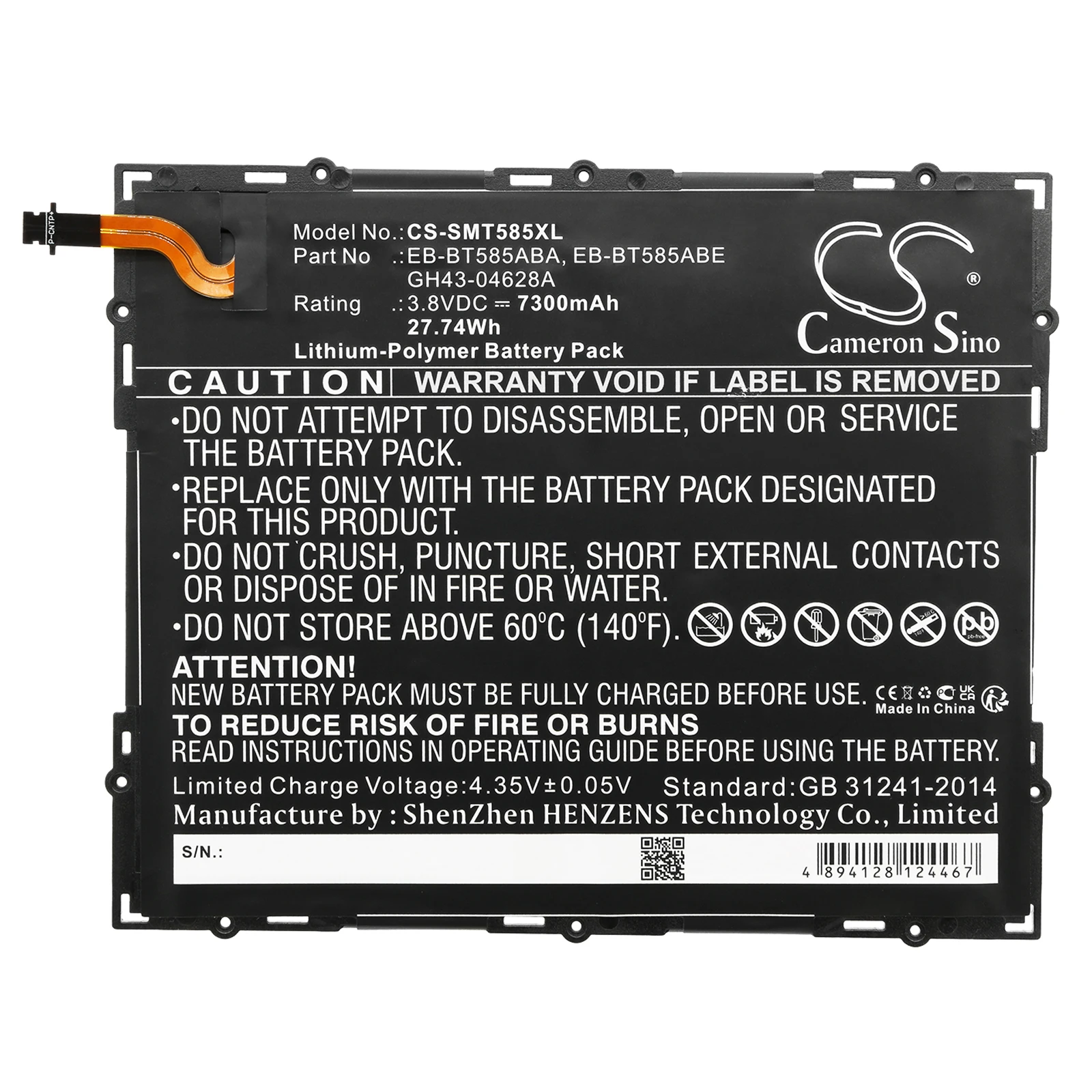Batteria Tablet Per Samsung Galaxy Tab A 10.1 2016 Td-Lte, Galaxy Tab A 10.1 2016 Wifi, Galaxy Tab E 10.1, Sm-P580, Sm-P585M