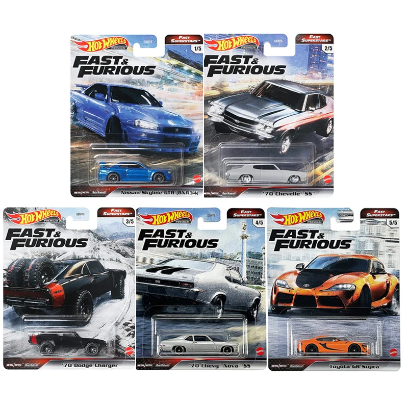 Hot Wheels Fast & Furious12 13 14 Toyota Gr Supra Nissan Skyline Gtr 1:64 Veicoli In Scala Classic Alloy Car Model Collection Toy