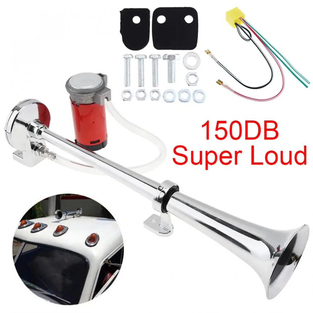 12V 17 Pollici 150Db Super Forte Camion Auto Singolo Trumpet Air Horn Kit Con Compressore Per Il Camion Camion Barca Treno