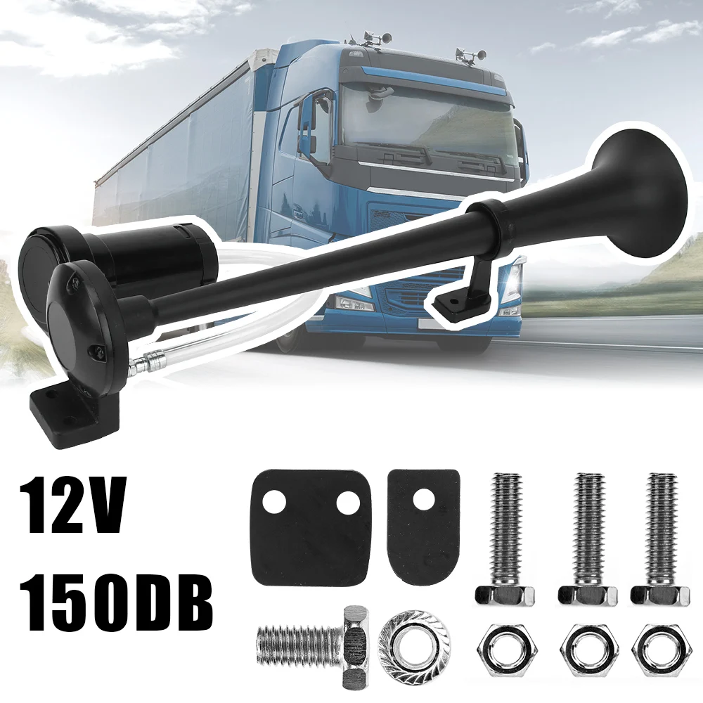 Car Air Horn 180 Hertz Horn For Car Truck Train Moto 17Inch 150Db Single Trumpet Compressor 12V Universal Super Loud
