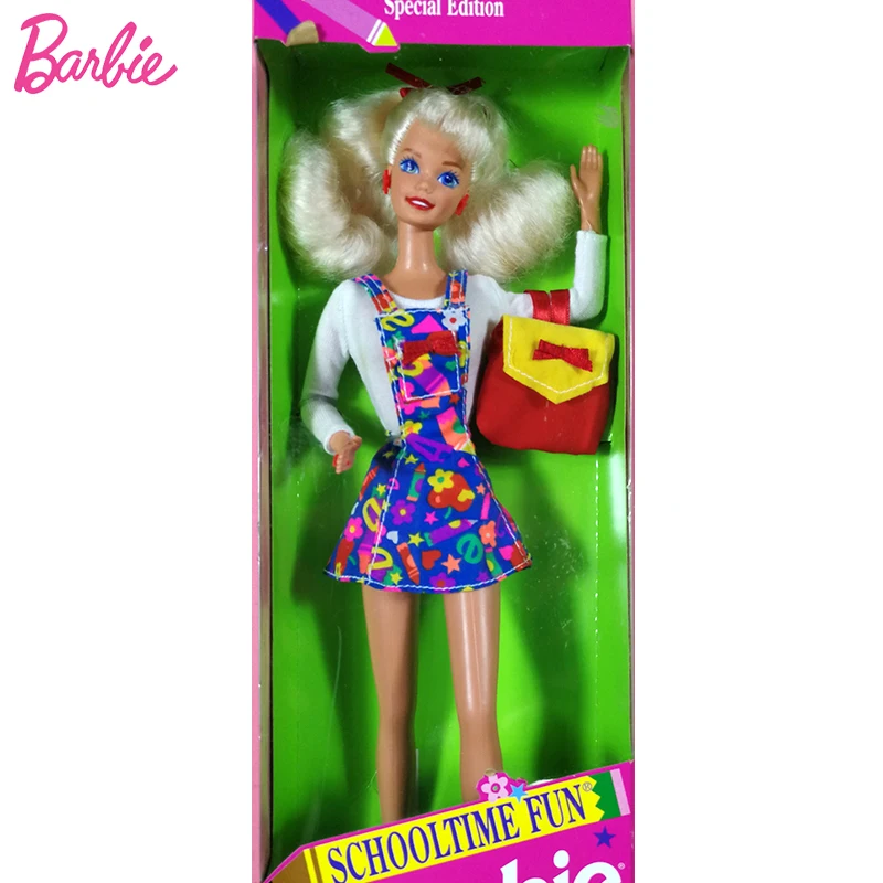 Original Barbie Schooltime Fun 1994 Blonde Fashion Dress 90'S Retro 1/6 Dolls For Girls Toys Collector Special Edition Juguetes