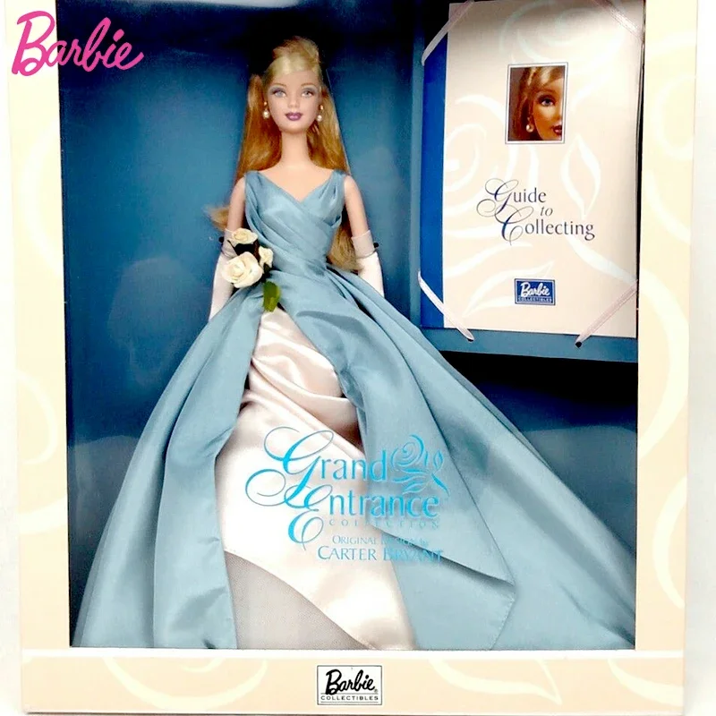 Originale Bambola Barbie Grand Entry 2001 Blu Abito Elegante Con Fiori Accessori Decorazione Giocattoli Per Ragazze Collezione Edition