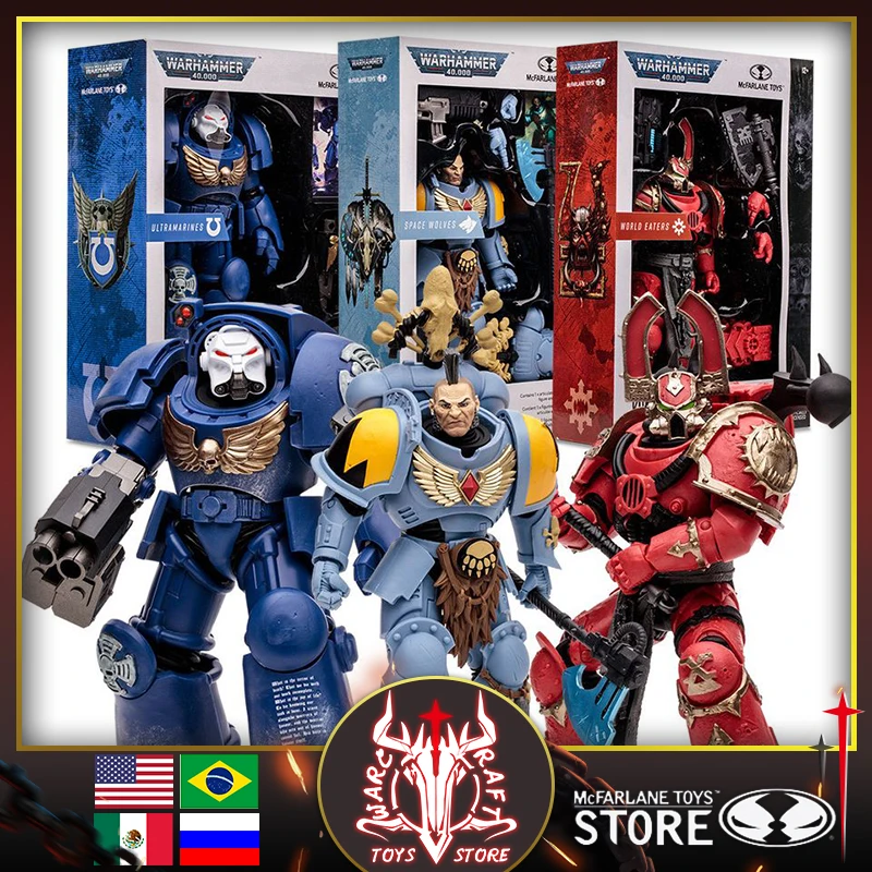 Mcfarlane Toys Warhammer 40,000 World Eaters Khorne Berzerker Space Wolves Wolf Guard Ultramarines Terminator Bambole Mobili