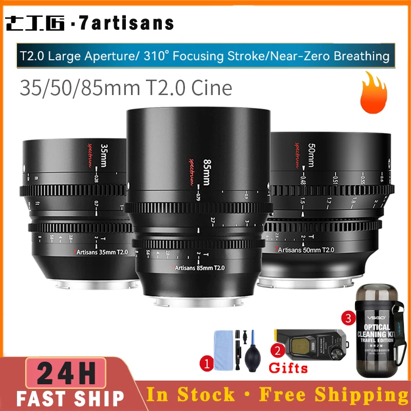 7 Artigiani 7 Artigiani 35/50/85Mm T2.0 Full Frame Mf Cinema Lens Per Leica Sigma L Sl Sony E Fx3 Canon Eos-R Eos-R5 Nikon Z Z50