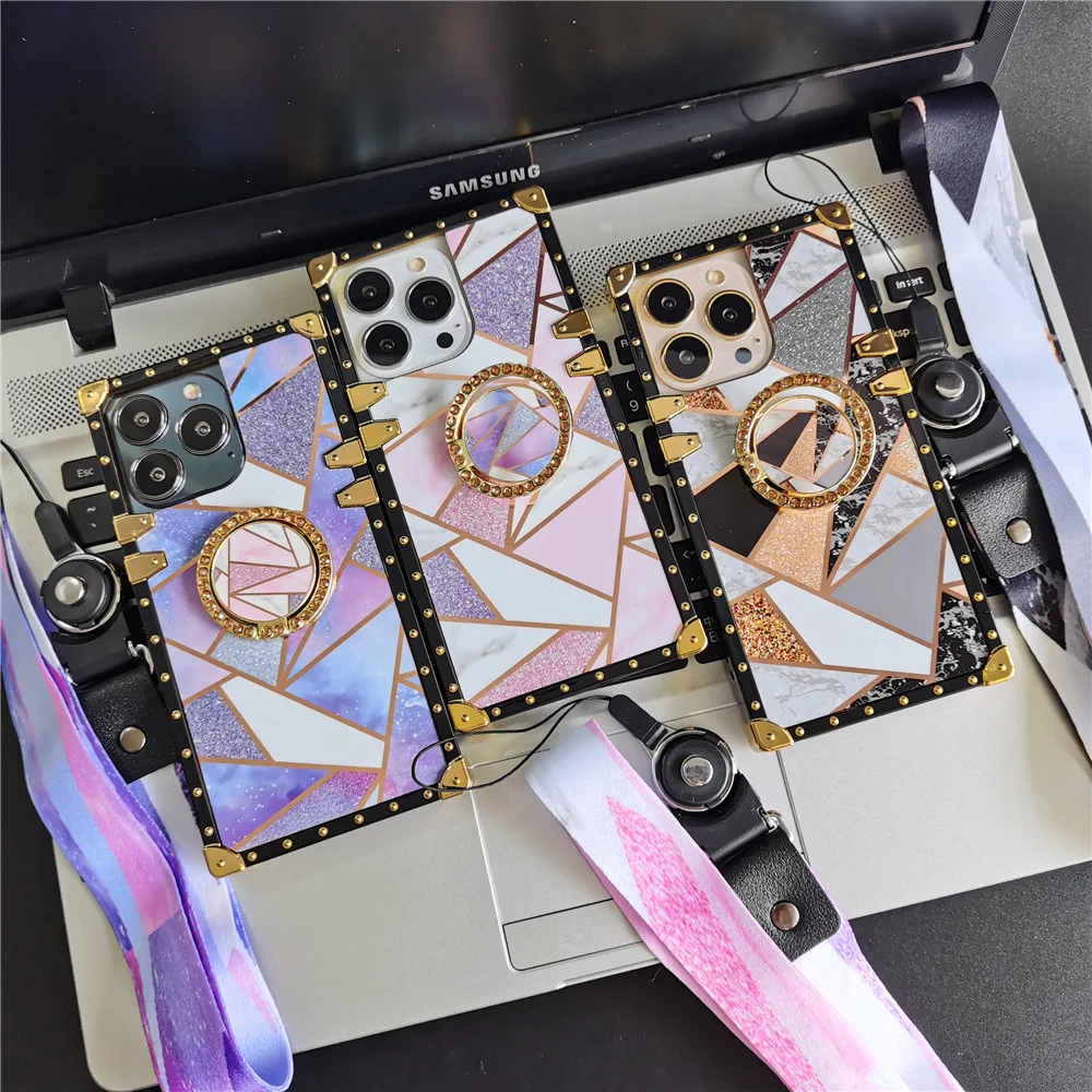Luxury Shinning Gold Splicing Cover Custodia Quadrata Per Telefono Per Xiaomi Redmi Note 12 Note 10 Pro Max 11 Pro 8 9 9A 9C 10 10A 10C 12C