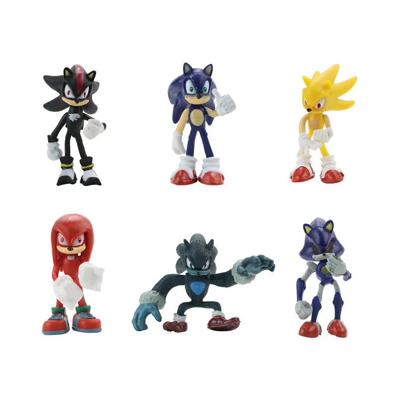 6 Pz/Set Sonic Figures Toy Pvc Toy Sonic Shadow Tails Personaggi Figure Dr Eggman Shadow For Children Animals Toys Set 3 Style