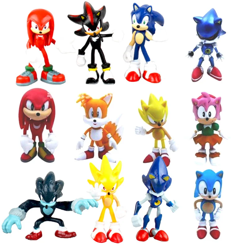 Set Sonic Figure Tails Erahog Action Figures Knuckles Doll Dr. Eggman Cartoon Figurine Bambole Da Collezione Bambini Hedgehog Toy